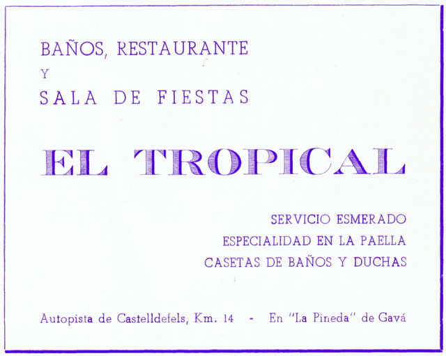 Anuncio de la Discoteca Tropical de Gav� Mar publicado en el Programa de la Fira dels Esp�rrecs de 1963